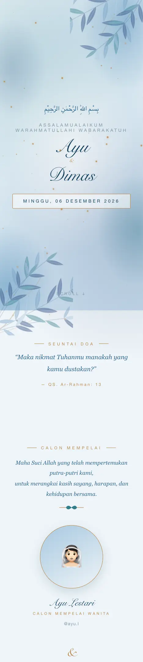 Pratinjau undangan Azure Botanical — Tunangan