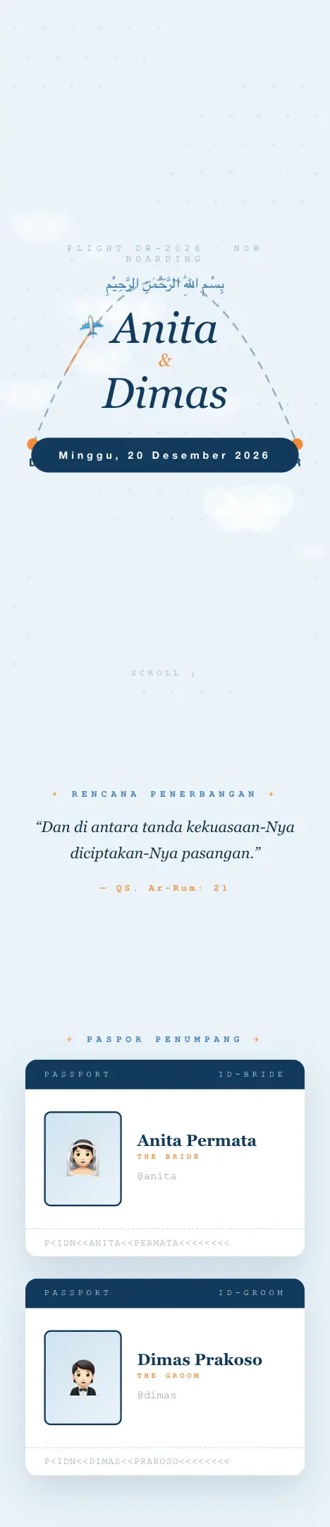 Pratinjau undangan Boarding Pass — Pernikahan