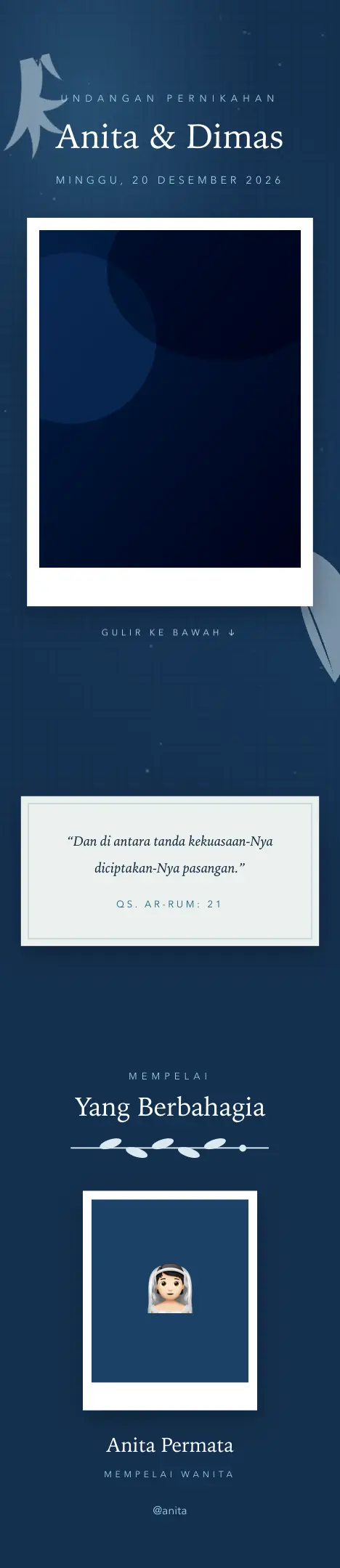 Pratinjau undangan Cyanotype Botani — Pernikahan