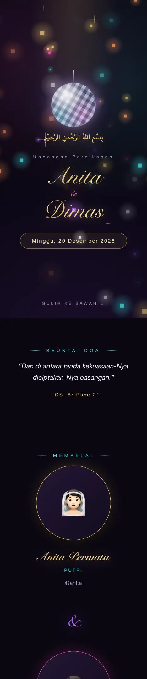Pratinjau undangan Disco Glam — Pernikahan