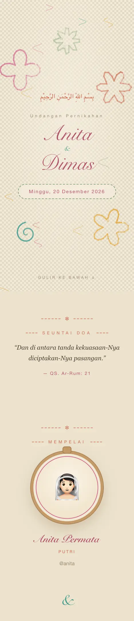 Pratinjau undangan Embroidery Sulam — Pernikahan