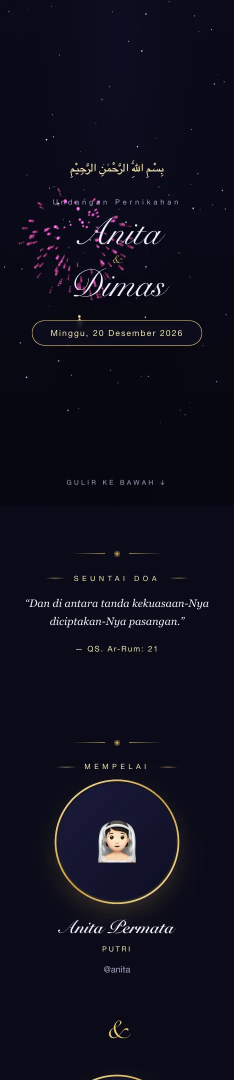 Pratinjau undangan Fireworks Finale — Pernikahan