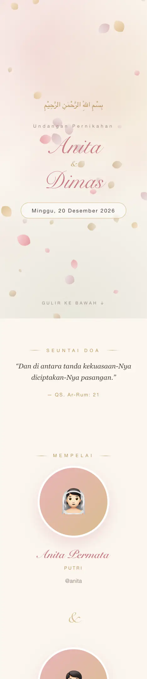 Pratinjau undangan Blush Romantis — Pernikahan