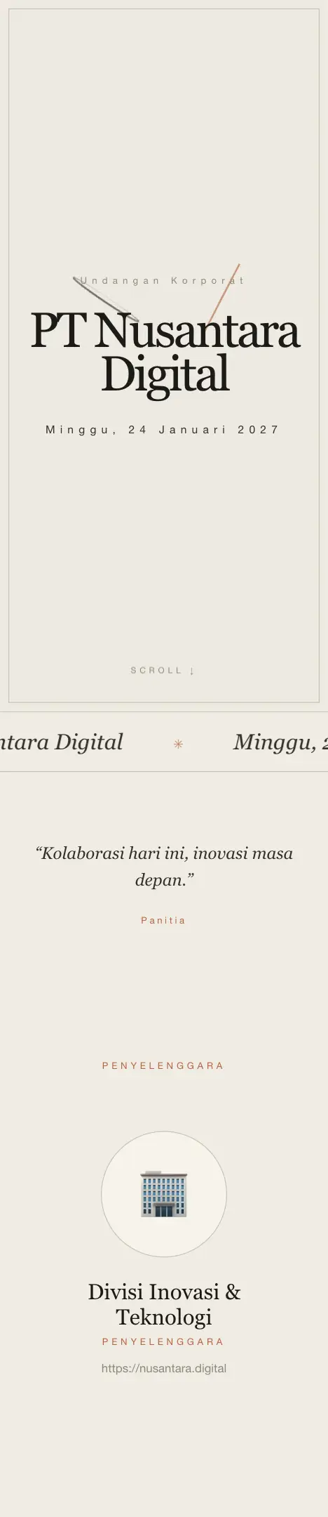 Pratinjau undangan Editorial Minimal — Korporat