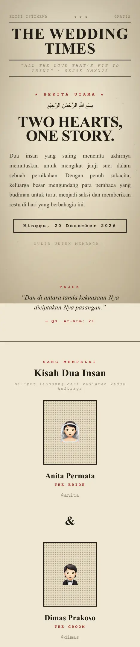 Pratinjau undangan Vintage Newspaper — Pernikahan