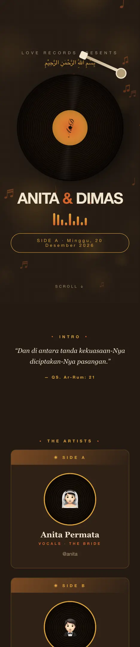 Pratinjau undangan Vinyl Retro — Pernikahan