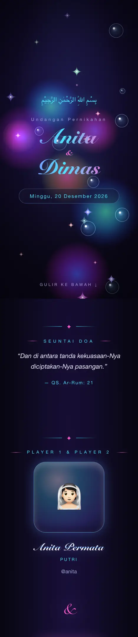 Pratinjau undangan Y2K Holographic — Pernikahan
